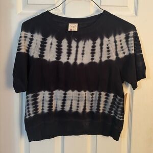 Navy and White Short Sleeve Sweater Tie-Dye Adult Size Large